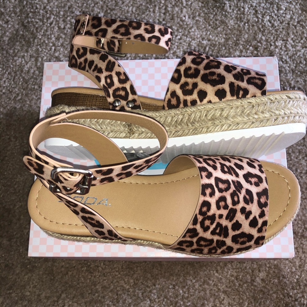 Leopard Print Flat Wedge Espadrille